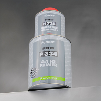 Грунт‑наполнитель BODY P334 HS, 4:1, серый, 1 л + отвердитель BODY 725, 250 мл